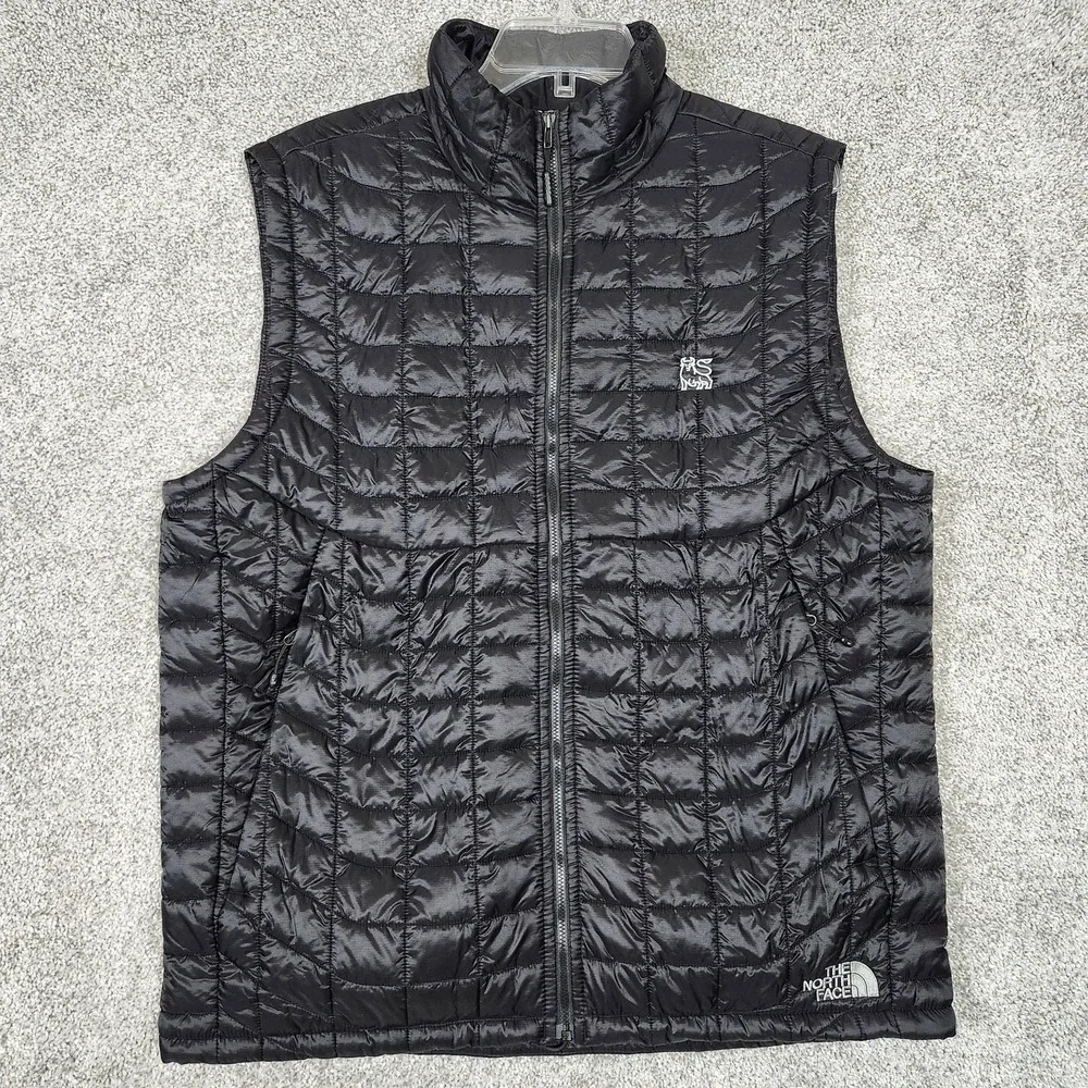 Merrill Lynch The North Face Vest Mens L Black ThermoBall Eco Quilted Insulated